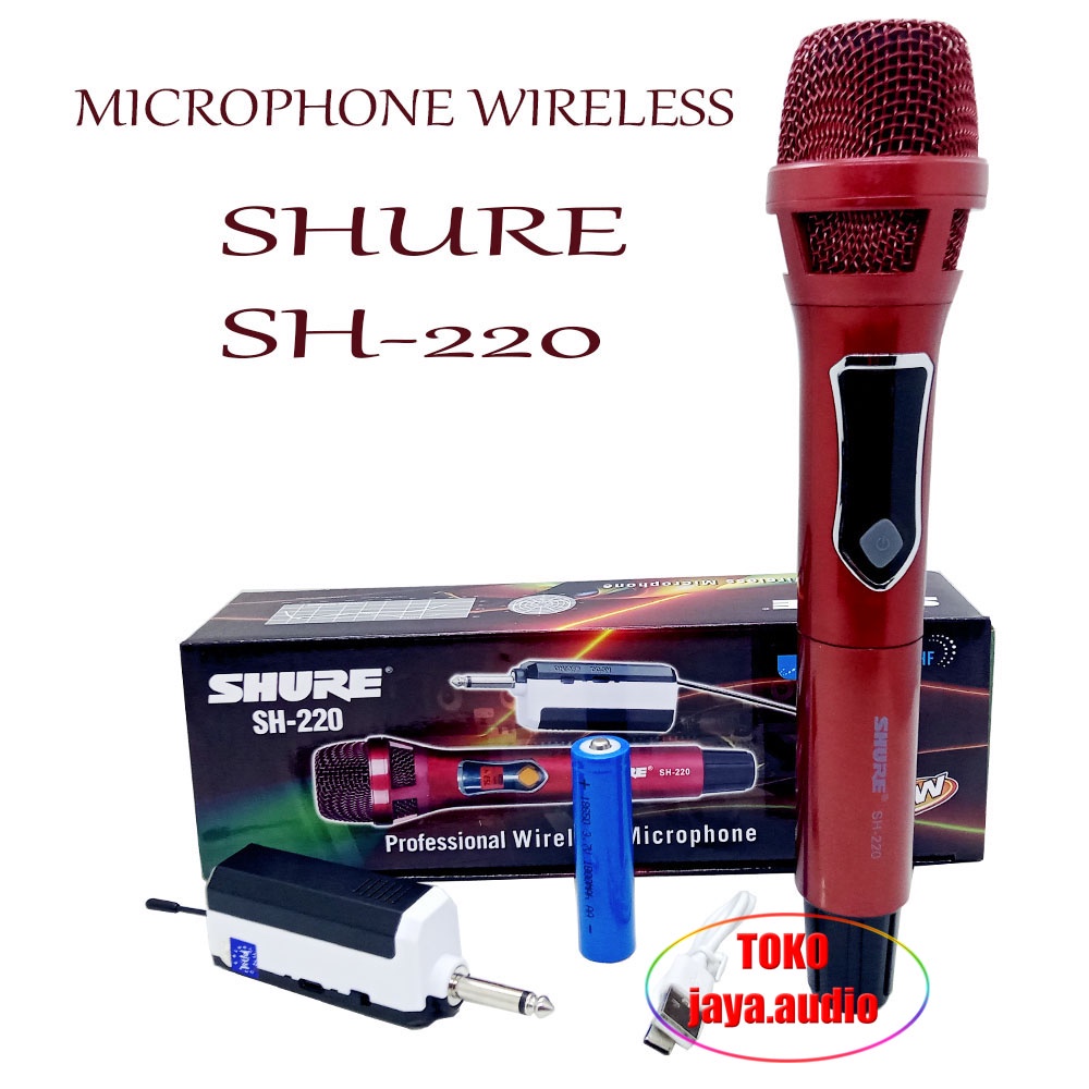 Mic Wireless Mik SHURE SH-220 Mikrofon Tanpa Kabel Shure Sh-220 Mic Vokal