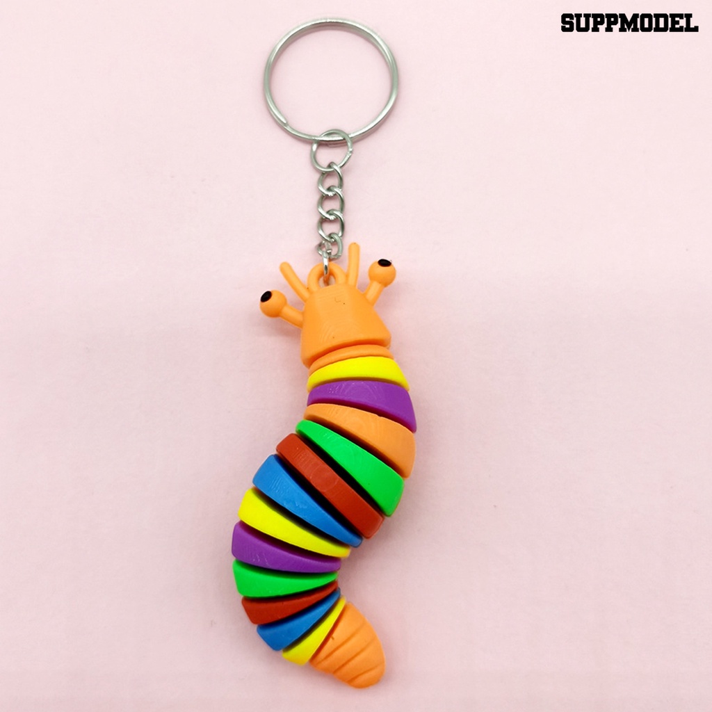 [SM] Gantungan Kunci Kartun Warna-Warni Realistis Serba Guna Reusable Dekorasi Silikon Lucu Caterpillar Key Ring Mobil Tas Liontin Untuk Dompet