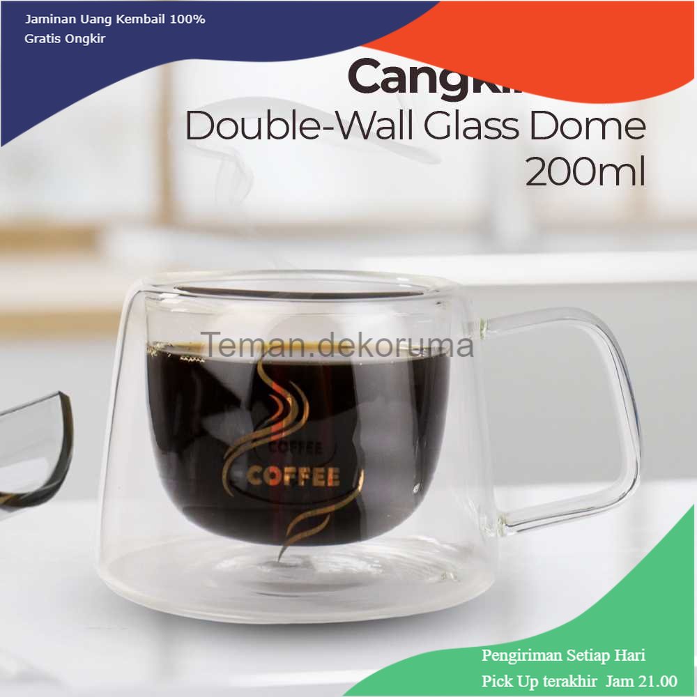 TD - GLS One Two Cups Cangkir Kopi Anti Panas Doublewall Glass 200ml - DOME240