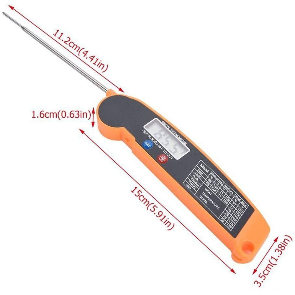 Solighter Termometer Digital Stainless Steel Mudah Disimpan Lipat Ultrathin Barbecue Probe Suhu