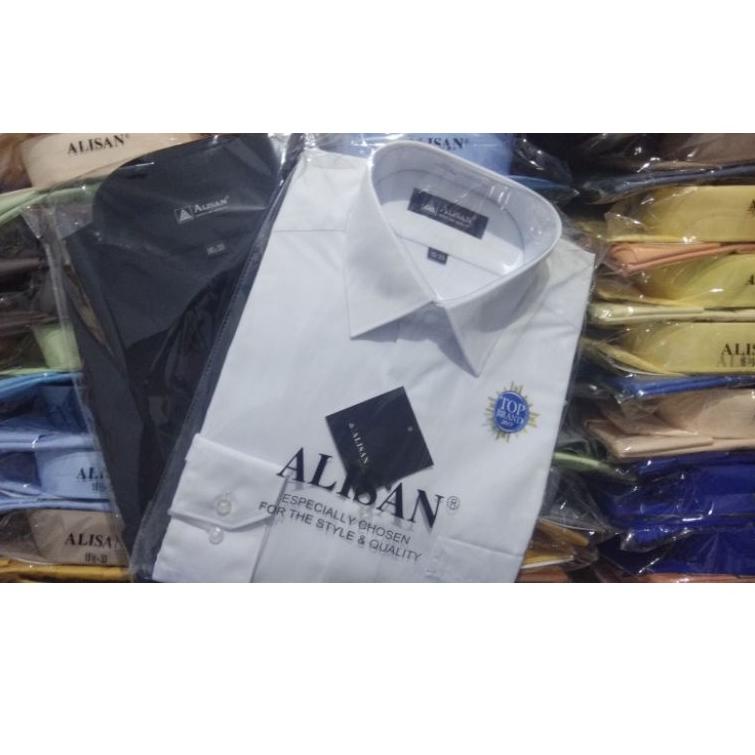 ➯ Kemeja Alisan Putih / Hitam Slimfit Panjang ▼