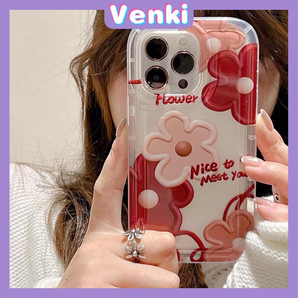 Case For iPhone 14 Pro Max Soft TPU Clear Jelly Airbag Case Red Flowers Camera Protection Shockproof For iPhone 14 13 12 11 Plus Pro Max 7 Plus X XR