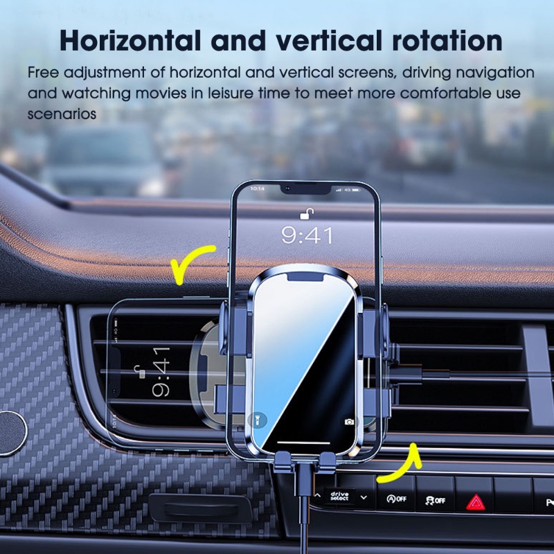 Dudukan Ponsel ABS Gravitasi Yang Dipasang Ventilasi Mobil/Portable 360derajat Yang Dapat Diputar GPS Otomotif Berdiri/Rak Penyimpanan Telepon Navigasi Kendaraan