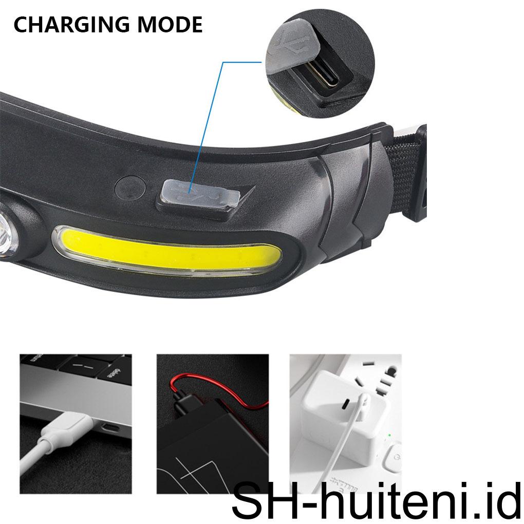 Huit Multifungsi COB Headlight Lighting Alat Bersepeda Hiking Camping Outdoor Waterproof LED Headlamp Head Mounted Lamp