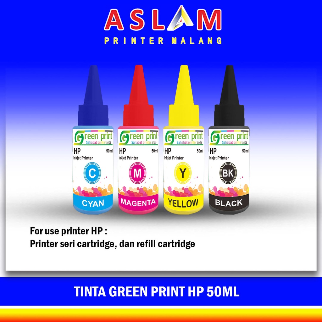 Tinta Hp Green Print 50ml Tinta Refill HP for Printer HP ( 1110 1115 2135 2515 1000 1050 )