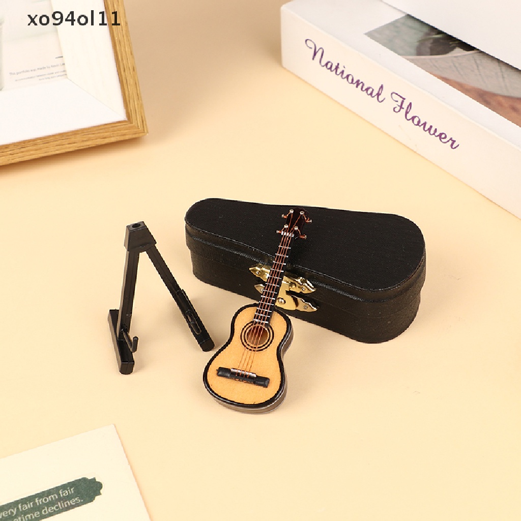 Replika Model Gitar Mini XO Miniatur Model Gitar Dengan Stand Dan Case Mini OL