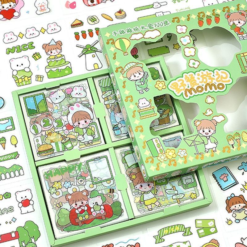 

1 Box Stiker Viral Anti Air Waterproof Momo Hijau Sticker Anak Lucu DIY Dekorasi