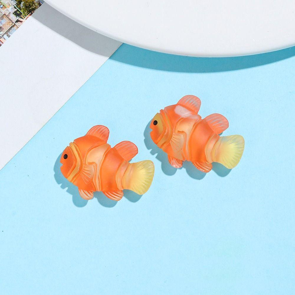 Lanfy Ornamen Resin 10Pcs Kawaii Hewan Laut DIY Kartun Ikan Badut Telepon Shell Accessorie