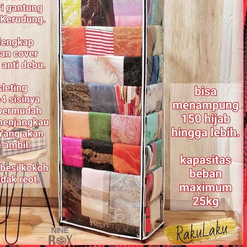 ➩ Nine box lemari hijab rangka besi pakai cover plastik/rak hijab cover plastik ➴