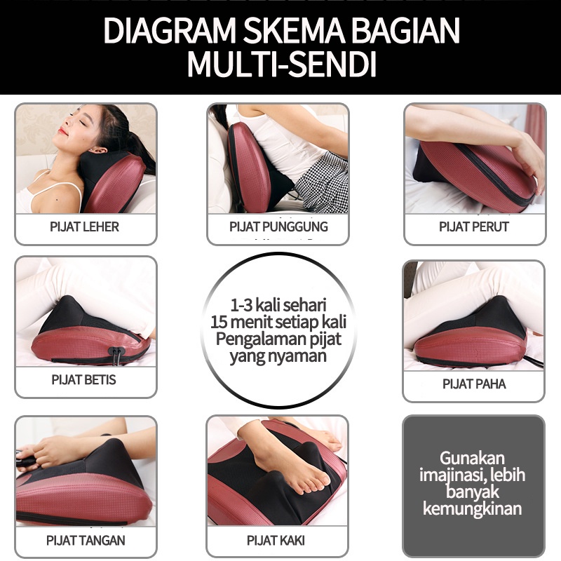 Chiropractic Punggung Pijat Meremas Leher Pijat Otomatis Di Rumah Listrik Pijat Bantal AM508