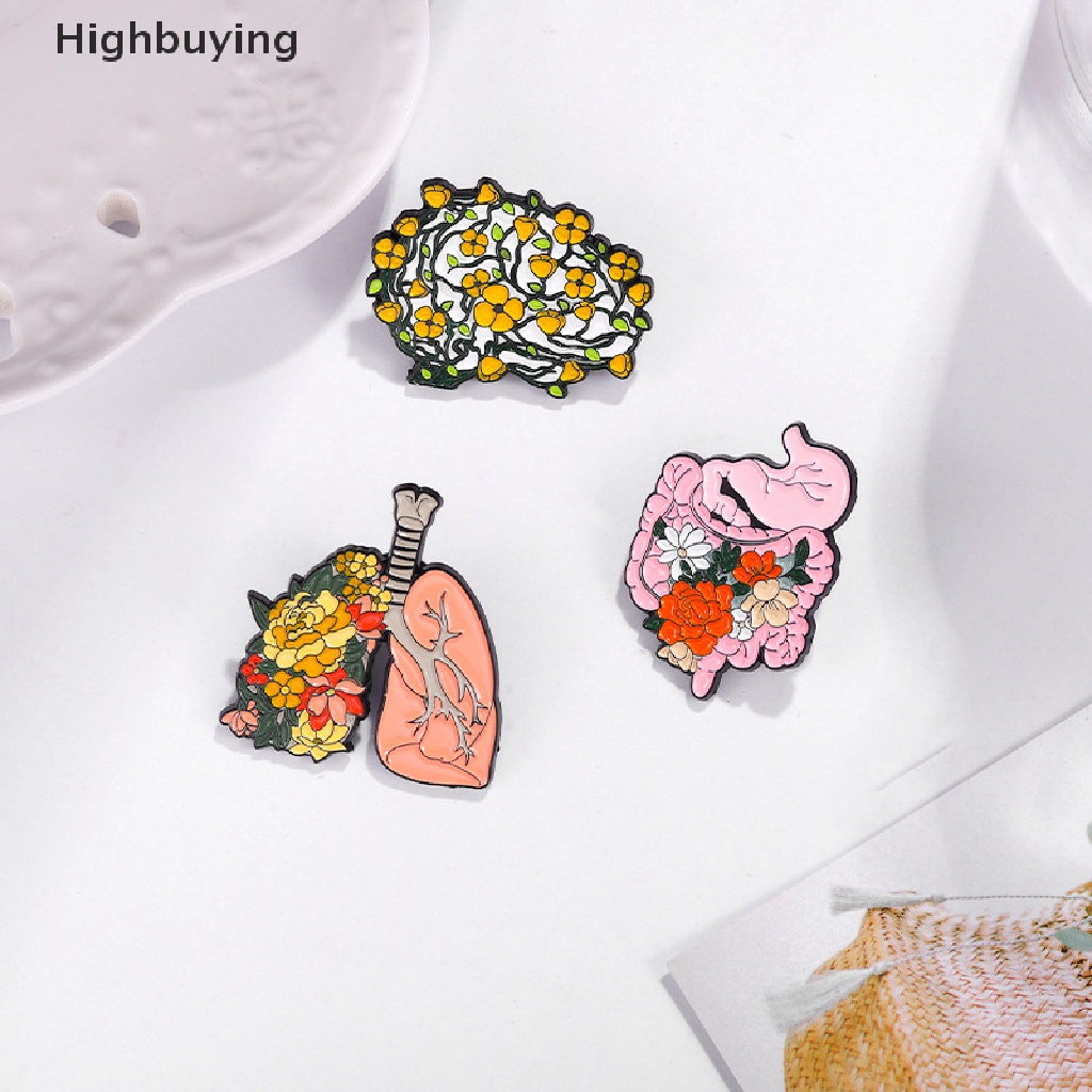 Hbid Kreatif Organ Bunga Enamel Pin Tubuh Internal Jantung Otak Paru-Paru Bros Pin Lucu Bros Kerah Lencana Perhiasan Untuk Wanita Gadis Glory