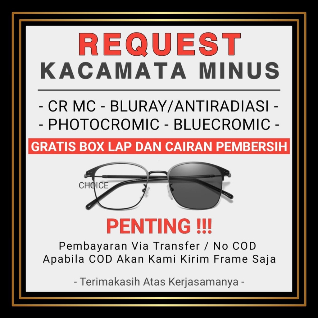 REQUEST Kacamata Minus Kanan Kiri Beda Blueray Anti Radiasi Photocromic Bluecromic Pria dan Wanita Terbaru