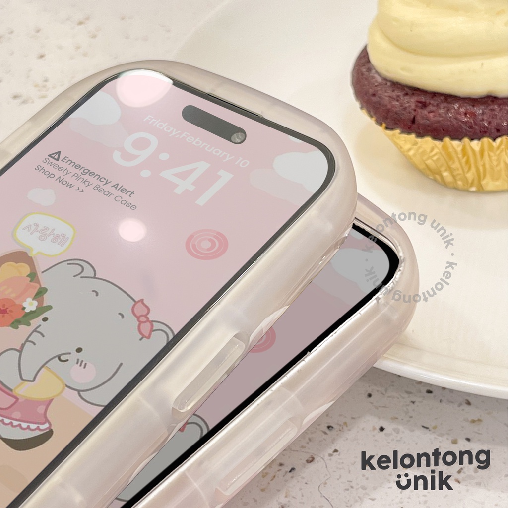 For iPhone - Sweety Pinky Bear Glossy Shockproof Case