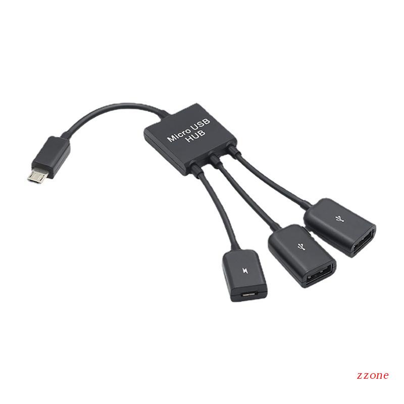 Zzz 3in1 Micro-USB Type-C HUB Male to Female Kabel Adaptor OTG Host USB 2.0 Ganda Untuk Tablet Komputer Smartphone 3po