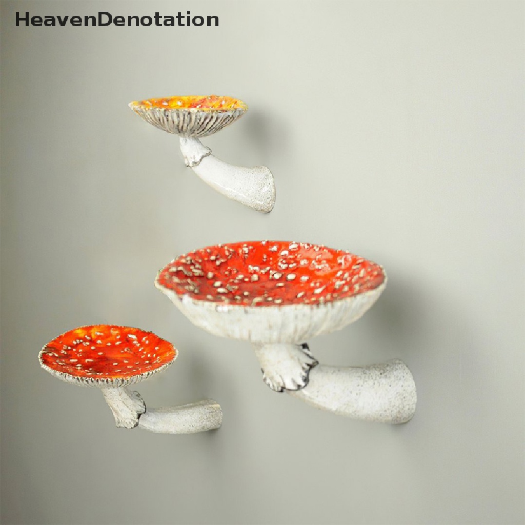 [HeavenDenotation] Rak Gantung Jamur Resin Dinding Floag Shelf Amanita Bentuk Jamur Dekorasi Rumah Ornamen Untuk Rak Hiasan Dinding HDV