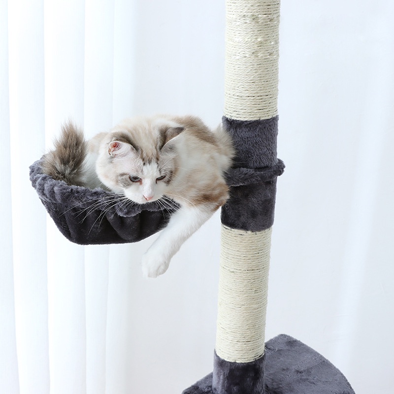 Cat Condo Tiang Loncat Cakar 5 Tingkat Dengan Gantungan Untuk Kucing