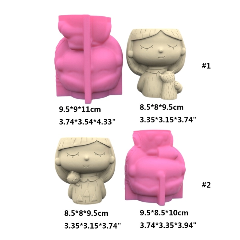 Siy Cetakan Pot Bunga Wajah Silikon DIY Succulent Planter Pot Mold Gypsum Clay Mold