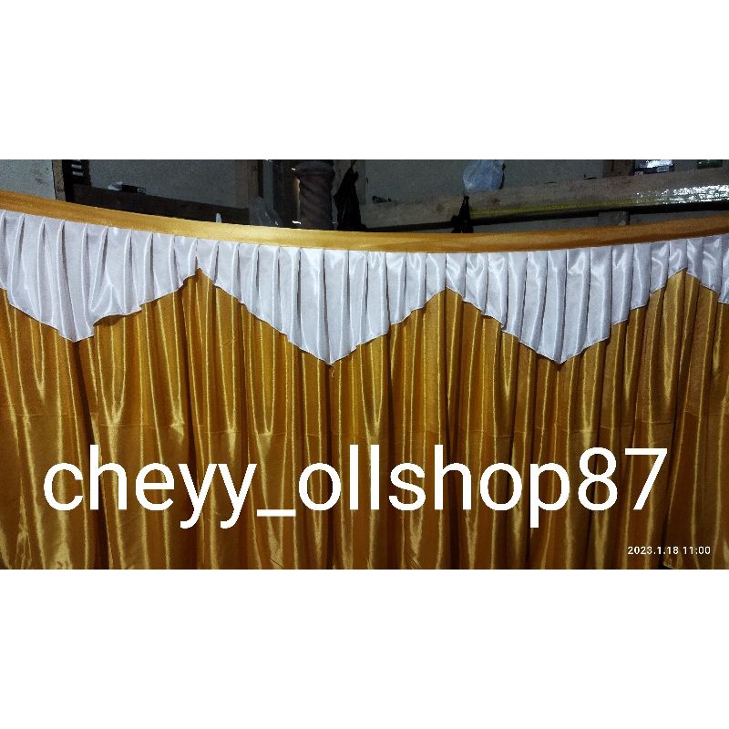 dekorasi meja poni/rempel meja poni/skriting meja poni terbuat dari kain filamin atau kain habutai f