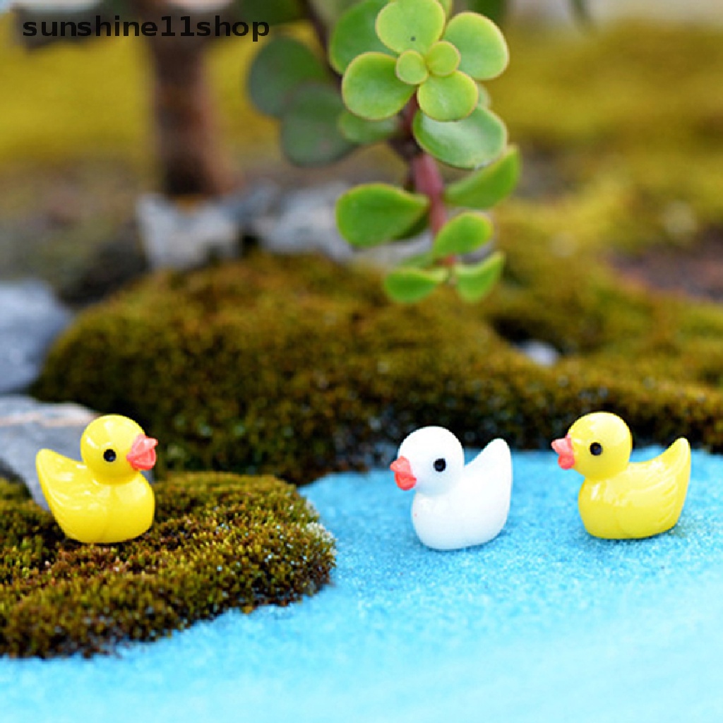 Sho 10 Pcs Lucu Mini Resin Bebek Bercahaya Ornamen Miniatur Angka Bebek Kecil Resin Kerajinan Tangan Mikro Lanskap Dekorasi Rumah Boneka N