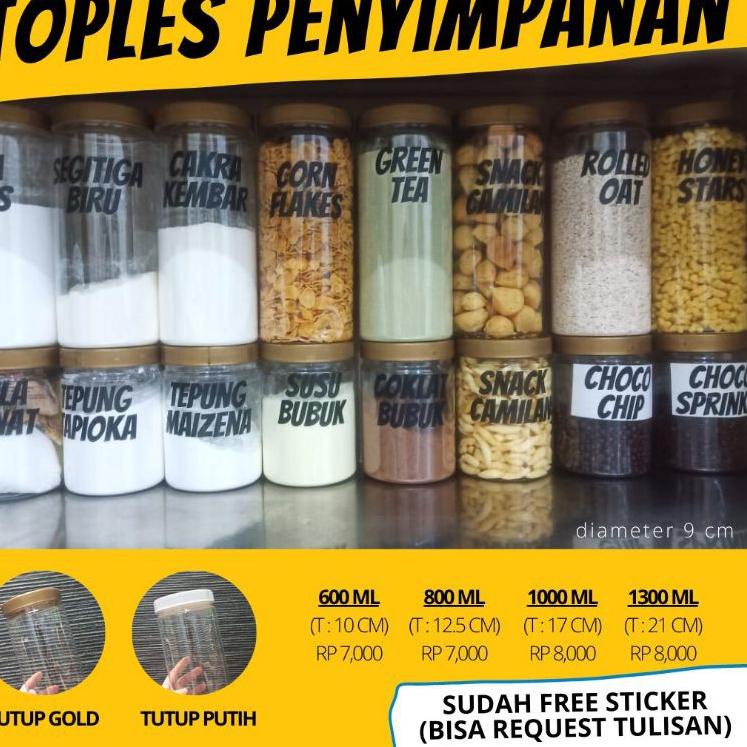 I34 Toples Tempat Penyimpanan Dapur Toples Tepung Toples Bumbu Toples Snack Camilan Toples Plastik T
