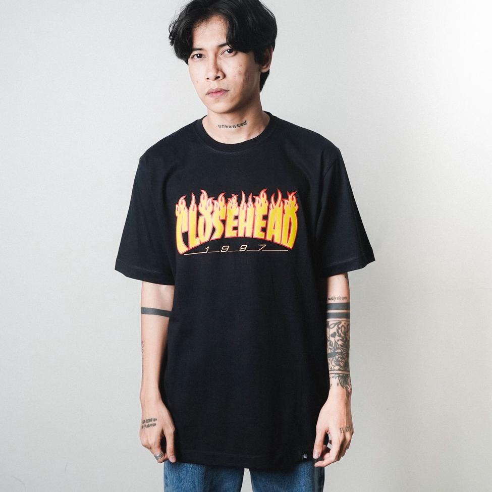 Terbaru GVFI X Closehead T-Shirt Flame Heat Black Kaos Hitam