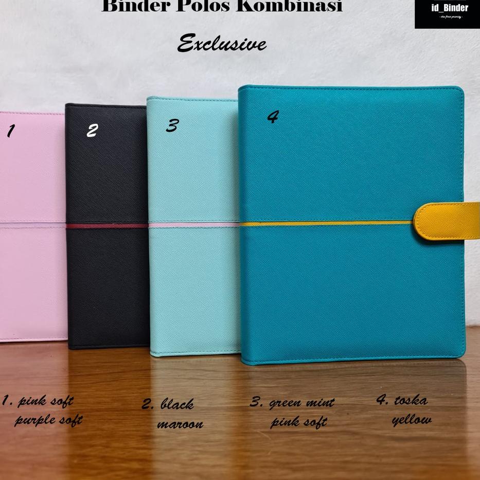

Pasti Keren BINDER POLOS KOMBINASI VARIASI GARIS EXCLUSIVE 4 WARNA PILIHAN A5 DAN B5