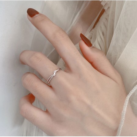 Cincin Jari Telunjuk Geometris Model Terbuka Untuk Wanita