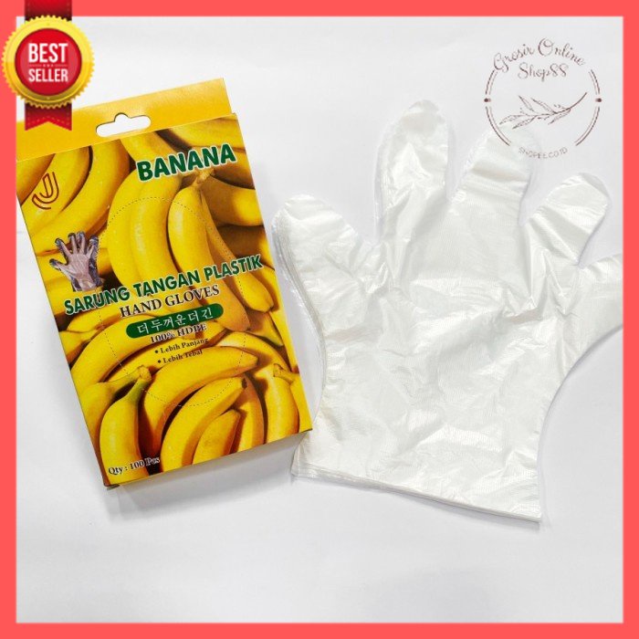 GOS -C410- Sarung Tangan Plastik Banana 1 BOX - Sarung Tangan Plastik Serbaguna Transparan Sekali Pakai