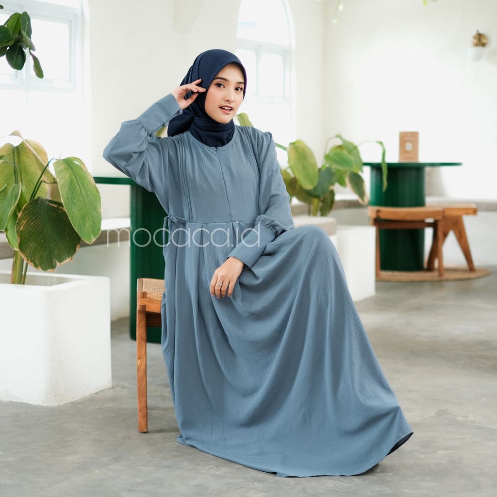 Alice dress crincle premium anti kusut busui friendly - blue biru