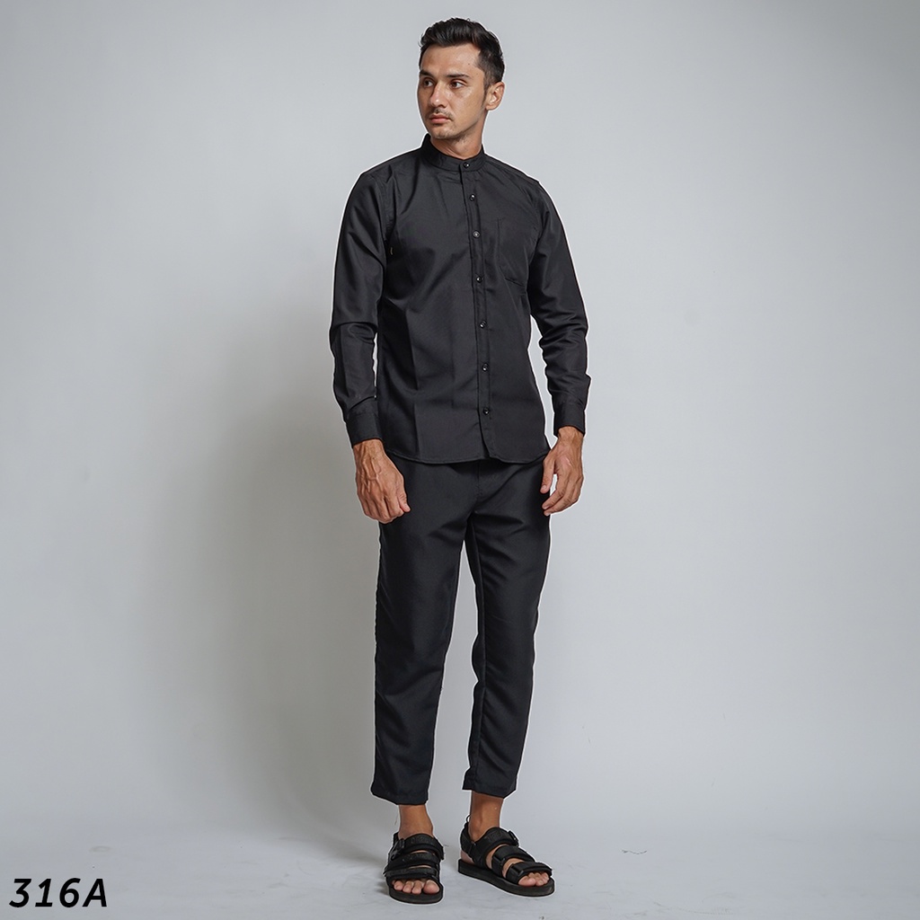 HSRM Ox Shirt 1 Set Black Kemeja Kerah Shanghai Lengan Panjang 316 A