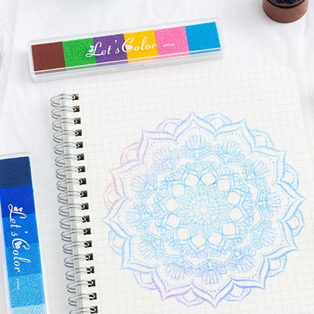 LANFY Rainbow Ink Pad Kreatif Keselamatan Scrapbooking Kantor Sekolah Tangan Akun Baru Lahir Tapak Tinta Pad