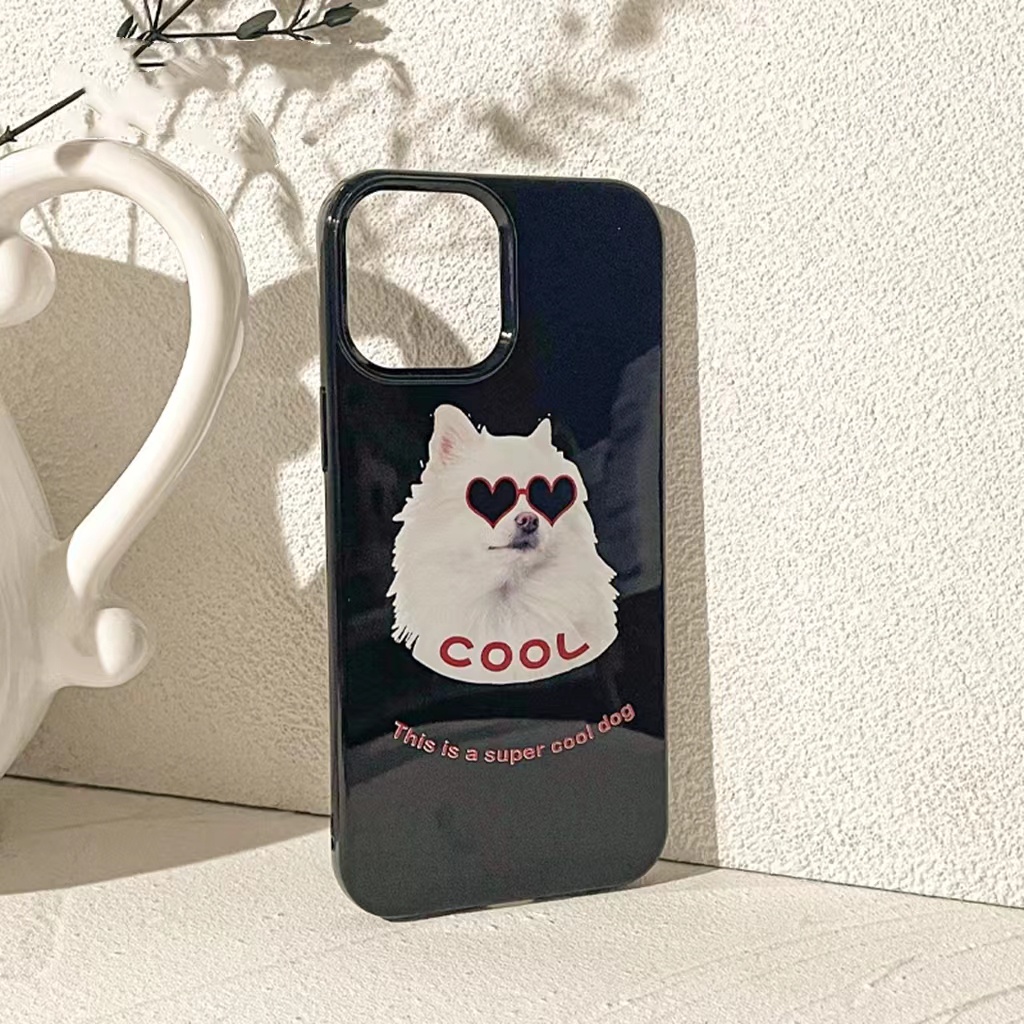 IPHONE Ins Pola Puppy Cocok Untuk Iphone14 14pro 14plus 13 13mini 13pro 13prm iPhone12 7Plus 8Plus Xr XS 13 12mini Pro Max TPU Empat Sudut Casing Ponsel Tahan Guncangan