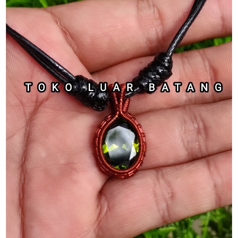 Kalung etnik liontin batu permata peridot cutting (S)