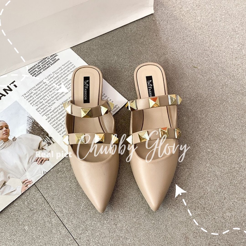 Chubby Glory SD2219 Sepatu sendal wanita dewasa mules valentin* ringan lentur tanpa sol belakang mudah dipakai Size 36-40
