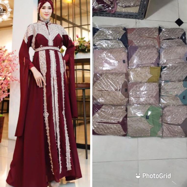 Langsung Kirim PROMO KAFTAN WANITA KAFTAN MEERA KAFTAN TERBARU GRATIS TURBAN +  MANSET GAMIS