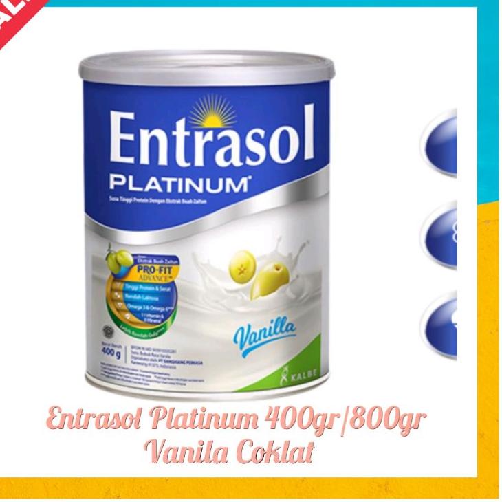 

۝ Entrasol Platinum Senior Coklat Vanila 400gr 800gr Susu LANSIA Chocolate Vanilla KALBE ➬