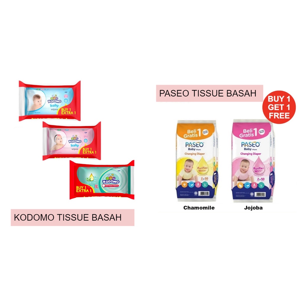 KODOMO MAMYPOKO PASEO TISSUE BASAH 50'S BUY 1 GET 1