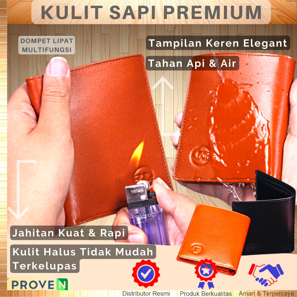 Dompet Kartu Pria Lipat Kulit Asli Original KULIT SAPI Kualitas Terbaik DE01