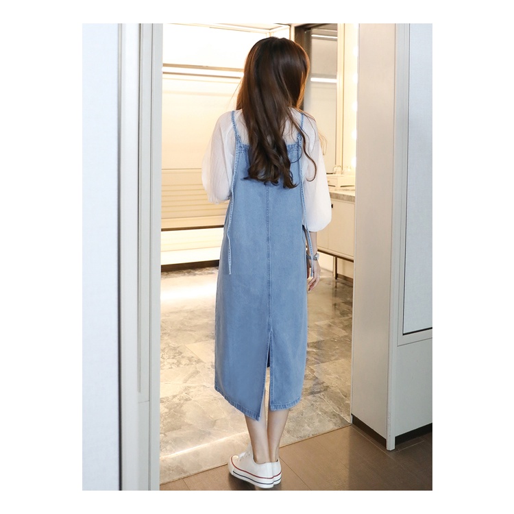 overall jeans wanita rok jeans panjang maxi dress korean style long dress jumpsuit fashion wanita jumbo kekinian