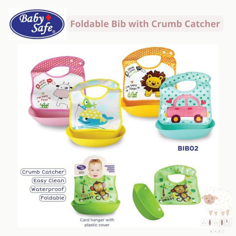 Baby Safe Foldable Bib with Crumb Catcher BIB02 Slabber Celemek Makan Bayi