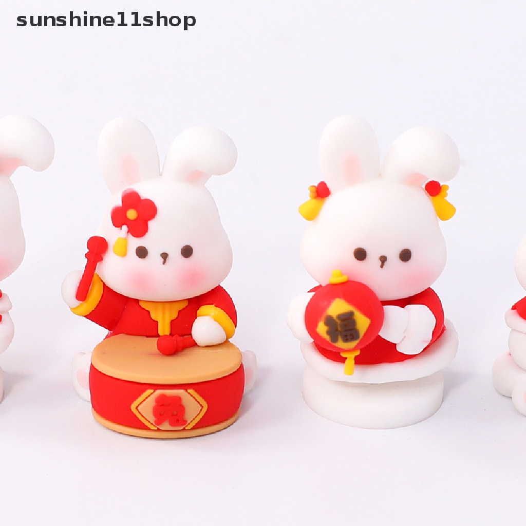 Sho Hiasan Kue Imlek Baking Cake Kelinci Tahun Boneka Ornamen Drum Lentera Topper Kue Tahun Baru Meriah Insert N