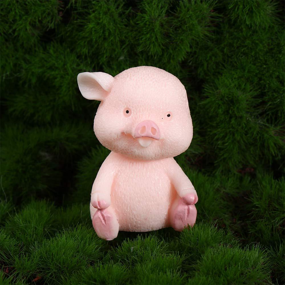 Quinton Pig Miniatur Mini DIY Pink Pig Patung Hewan Nakal Mainan Aksesori Rumah Boneka