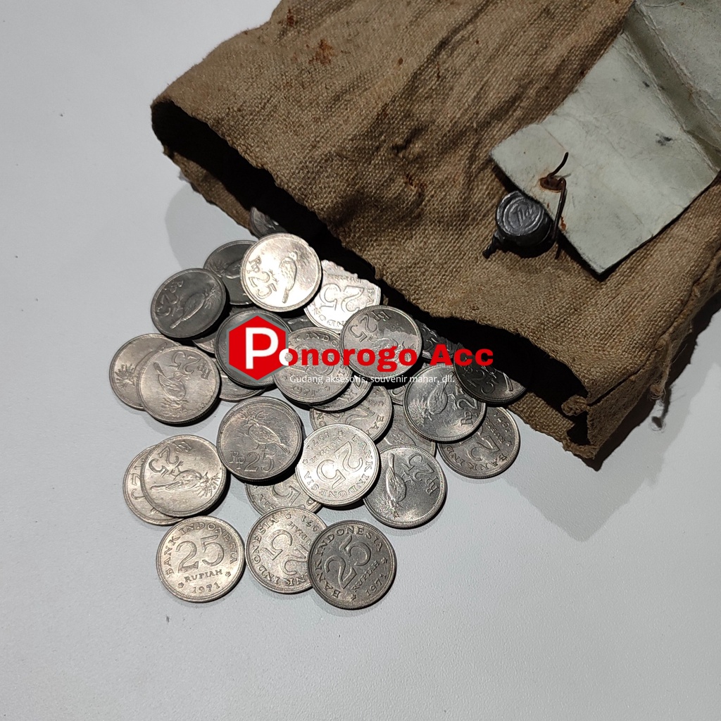 (GRESS/ORIGINAL) Uang kuno koin rp 25 rupiah burung tahun 1971 bukan koin 50 rupiah