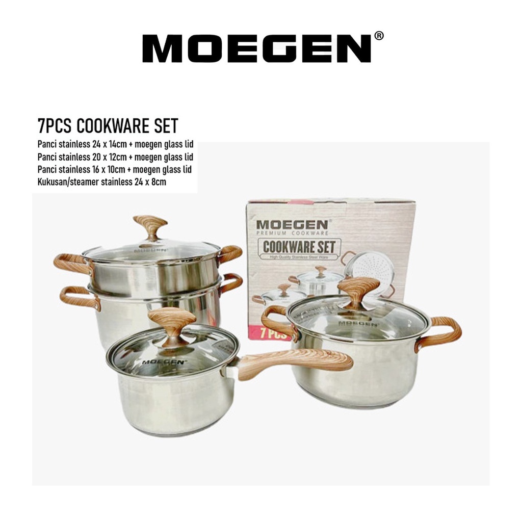 Moegen 7 pcs Premium Cookware Set Stainless Steel Original