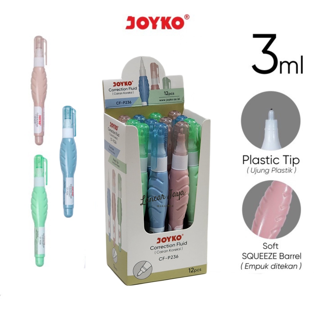 

1 LSN / 12 PCS Correction Fluid Cairan Koreksi Penghapus Cair Joyko CF-P236