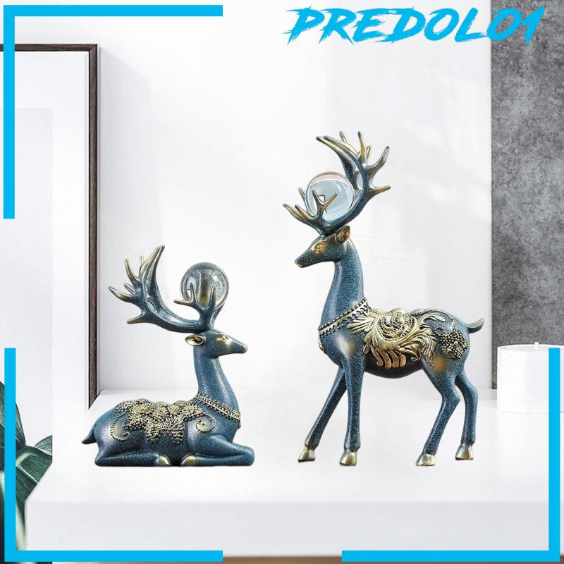[Predolo1] 2x Patung Rusa Patung Rusa Dapat Dikoleksi Duduk Dan Berdiri