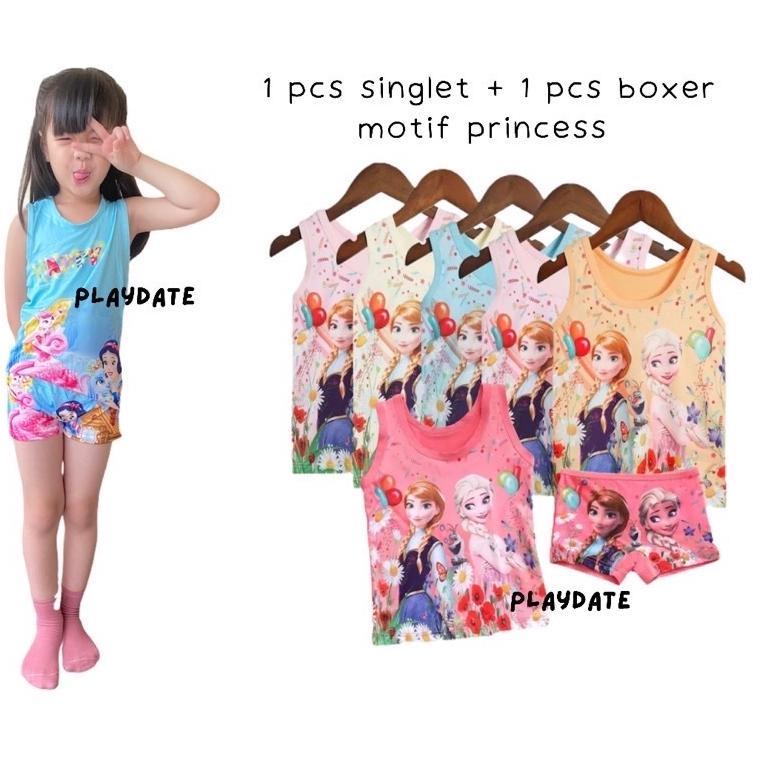✔✔SALE✔✔  Setelan Anak Perempuan Murah 2 3 4 5 Tahun Kaos Dalam Singlet Anak Perempuan dan Celana Da