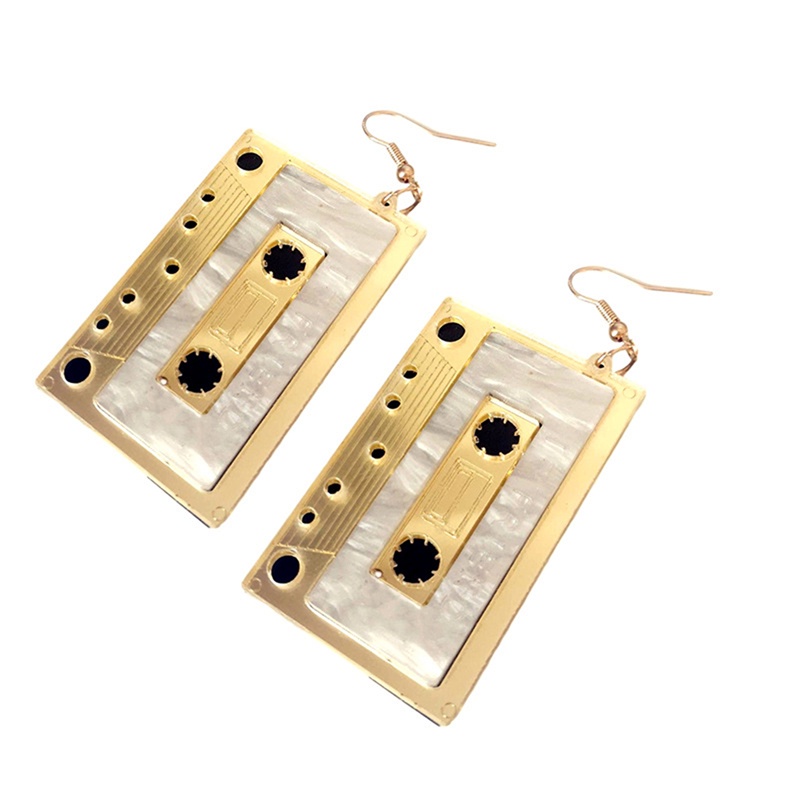 [AYBx] Baju Kaos Distro Pria Wanita Lengan Pendek Kaset Kepribadian Tape Menjuntai Anting Bahan Akrilik Punk Anting Lucu Untuk Wanita