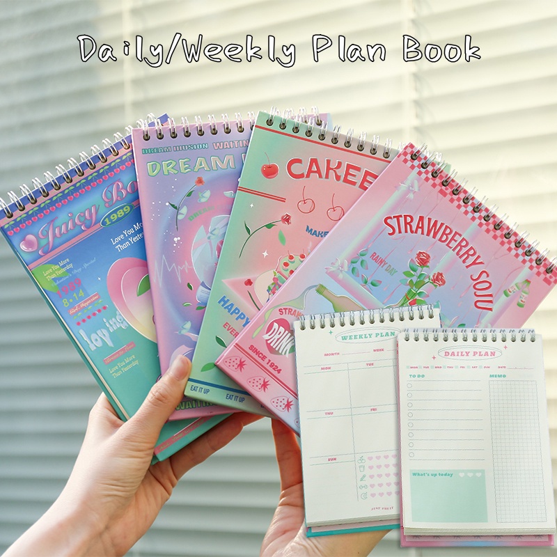 120halaman Lucu Daily Plan Notebook Weekly Agenda Planner Spiral Notepad Untuk Murid Diary Handbook Stationery Perlengkapan Kantor