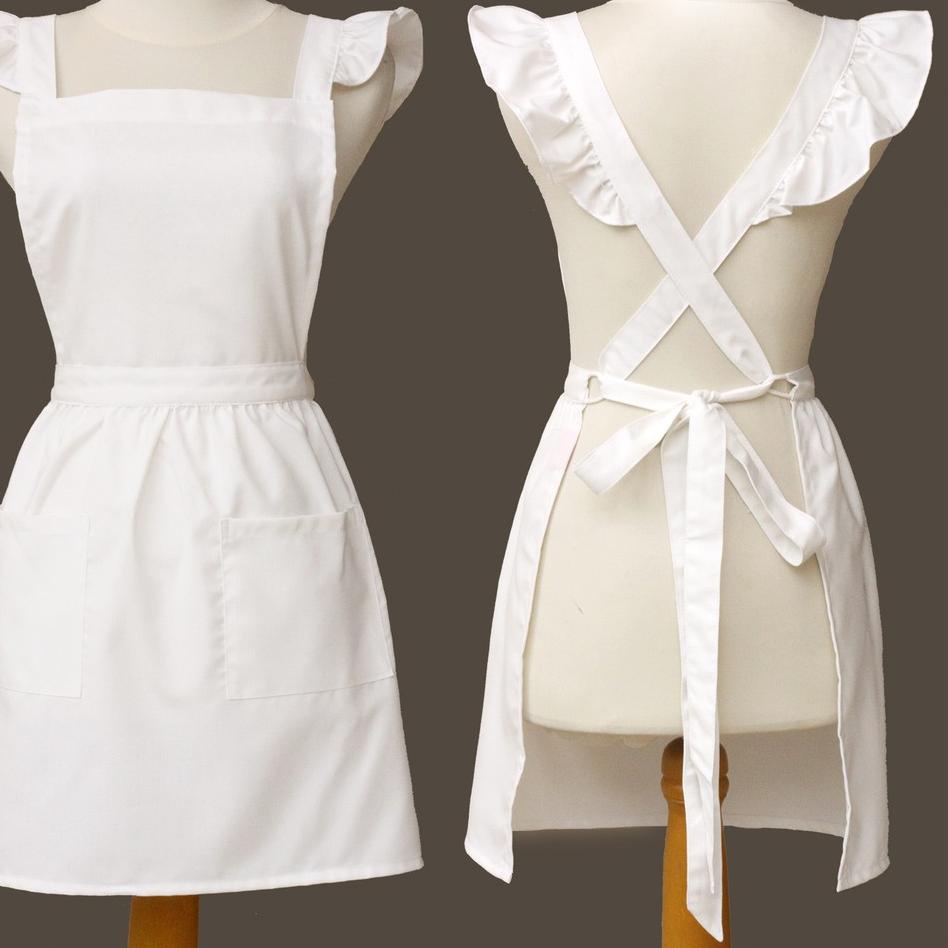➽ Celemek/apron french maid - putih ➨